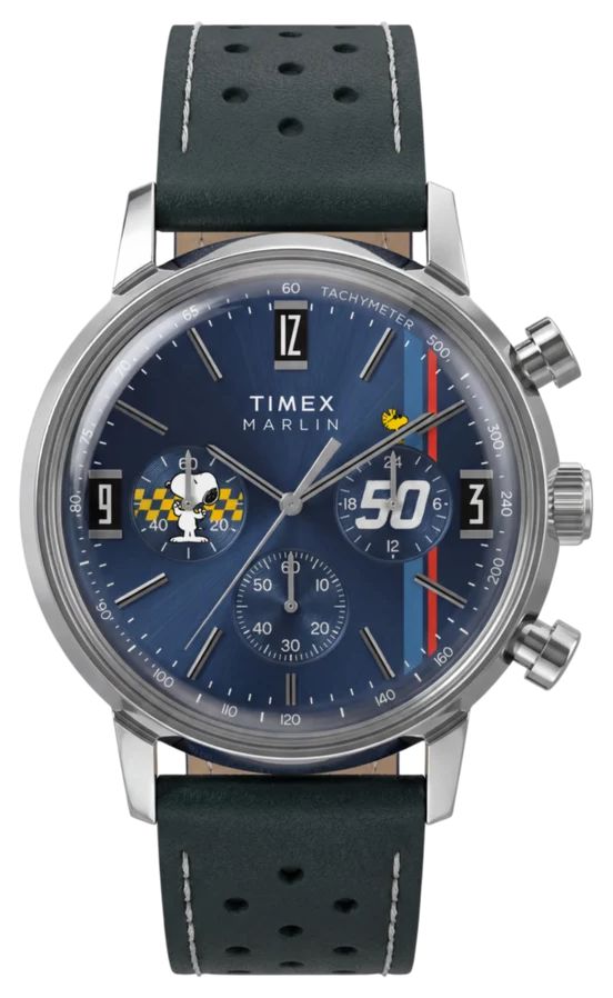Timex PEANUTS MARLIN 40mm Leather Blue Strap TW2Y85300 Watch