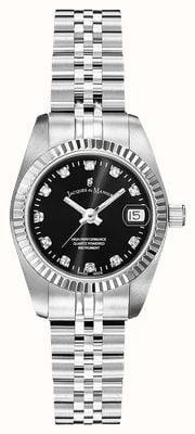 Jacques Du Manoir Inspiration Elegance (26mm) Black Sunray Dial / Stainless Steel Bracelet NRO.06