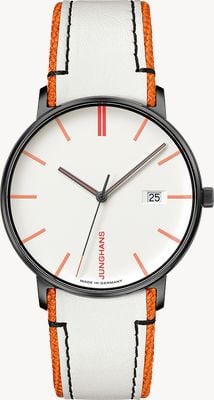 Junghans FORM Quartz (39.9mm) White Dial / Orange & White Vegan Leather Strap 41/4480.00