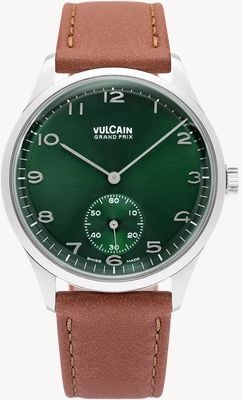 Vulcain Grand Prix 小秒针自动机械表 (39毫米) 绿色太阳纹表盘 / 棕色小牛皮表带手表 690175A90.BAC207