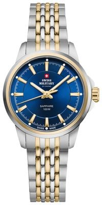 Swiss Military by Chrono Ladies Blue Dial 2-Tone Steel & Gold Bracelet Classic Dress Watch SM34105.05
