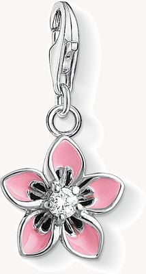 Thomas Sabo Flower Charm Pink 925 Sterling Silver Cold Enamel/ Zirconia 1354-041-9