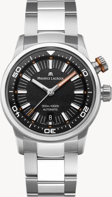 Maurice Lacroix Pontos S Diver Automatik (42mm) Schwarzes Zifferblatt / Edelstahlarmband Uhr PT6248-SS002-331-1