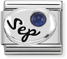 Nomination Classic September Birthstone Sapphire Sterling Silver & Steel Charm 330505/09