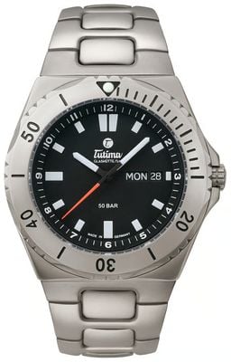 Tutima Glashütte Montre automatique M2 Seven Seas (44 mm), cadran noir velours / bracelet en titane 6151-02