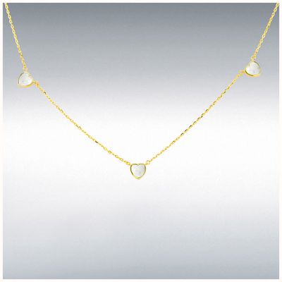 IBB 9ct Yellow Gold 16+1 Mother Of Pearl 3 Heart Necklace 1.19.1640