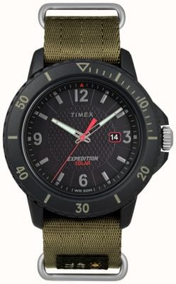 Timex Montre homme gallatin solaire cadran noir bracelet nylon vert TW4B14500