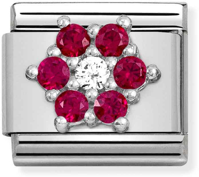 Nomination Composable CL SYMBOLS Steel Cz And Silver 925 RICH RED And WHITE Flower 330322/02