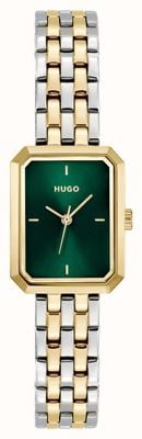 HUGO #COSY (21mm) Green Dial / Two-Tone Stainless Steel Bracelet 1540180