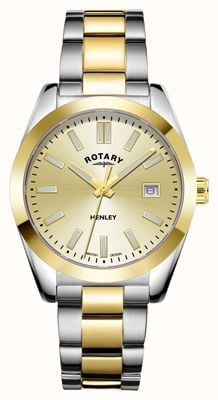 Rotary Mulheres | Henley | discagem champanhe | pulseira de aço inoxidável de dois tons LB05181/03