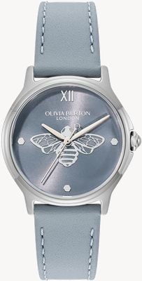 Olivia Burton Abeja clásica (29,8 mm) esfera azul claro / correa de piel azul claro 24000343