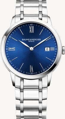 Baume & Mercier Classima Quartz (40mm) Blue Sunray Dial / Stainless Steel Bracelet 10382
