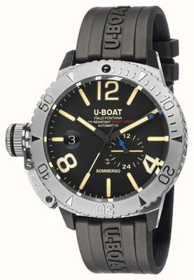 U-Boat Sommerso automatique (46 mm) cadran noir / bracelet caoutchouc vulcanisé noir 9007/A