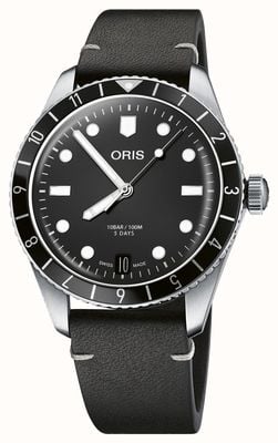 ORIS Divers soixante-cinq calibre 12h 400 automatique (40 mm) cadran noir / bracelet cuir noir 01 400 7772 4054-07 5 20 82