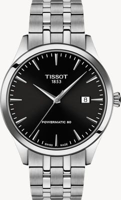Tissot 经典梦幻powermatic 80（40毫米）黑色表盘/不锈钢表链 T1584071105100