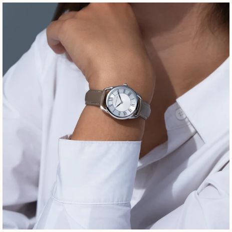 Herbelin Équinoxe Quartz (28mm) White Guilloché Dial / Taupe Leather Strap 17497AP08TA - 备用视图 4