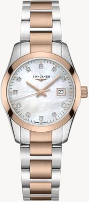 LONGINES Klasyczny zegarek Conquest (29,5 mm) z tarczą z masy perłowej / dwukolorową bransoletą ze stali nierdzewnej L22863877