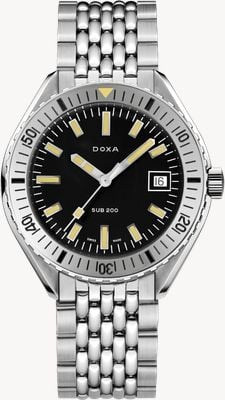 DOXA SUB 200 Sharkhunter (42mm) Black Iconic Dial / Stainless Steel Rice-Grain Bracelet 796.10.101.10