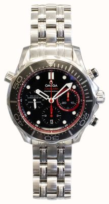 Pre-owned OMEGA Seamaster Diver ETNZ Limited Edition (44mm) Black Dial / Steel Bracelet & Black Rubber Strap J71427