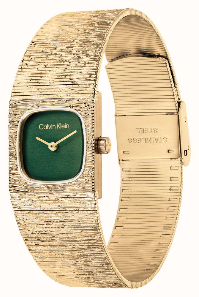 Calvin Klein Sophisticated Square (20mm) Green Dial / Gold PVD Stainless Steel Bracelet 25100228 - autre vue 2