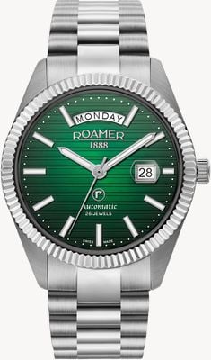 Roamer Primeline Day-Date II com mostrador verde e caixa de 42 mm. 981666 41 75 50