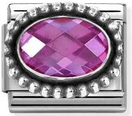 Nomination Classic Silver Cubic Zirconia Pink Fuchsia Oval Beaded Charm 330607/030