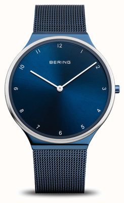 Bering Esfera azul ultrafina/pulsera de malla de acero inoxidable azul 18440-397