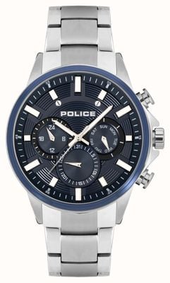 Police Cronógrafo de quartzo Kismet (47 mm) mostrador azul / pulseira de aço inoxidável PEWJK2195140