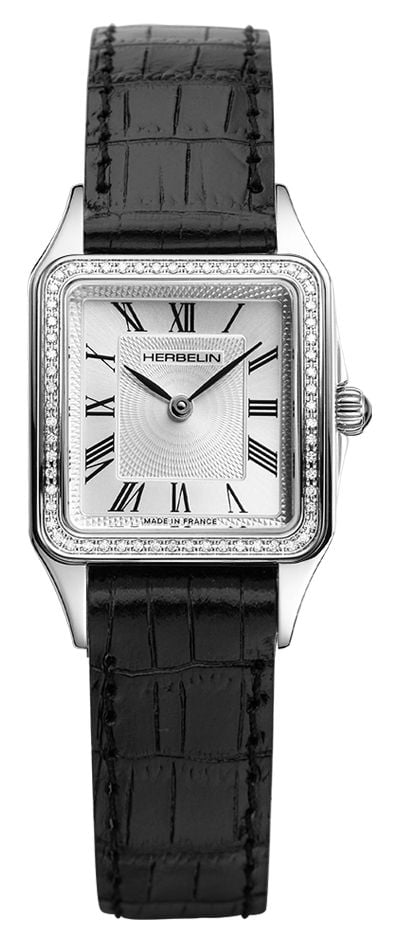 Herbelin Luna Diamond Quartz 24mm Silver Guilloch&Atilde; Dial Watch