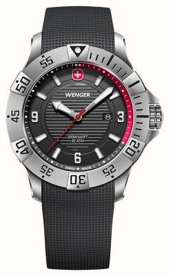 Wenger Seaforce Quarz (43 mm) schwarzes Zifferblatt / schwarzes Silikonarmband 01.0641.138