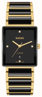 RADO クォーツ時計 ブラック スクエア RADO Integral Diamonds High-Tech Ceramic Black Square Dial Watch