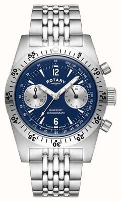 Rotary RW 1895 Heritage Chronograph Limited Edition (38mm) Ocean Blue Dial / Stainless Steel Bracelet GB05500/05