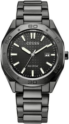Citizen Eco-Drive Sport (41mm) Textured Black Dial / Gun-Metal Grey PVD Stainless Steel Bracelet BM7637-81H