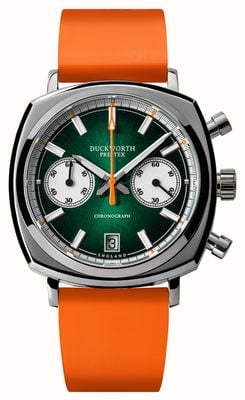 Duckworth Prestex Cronografo 42 (42 mm) quadrante verde sunburst/caucciù arancione D550-04-OR