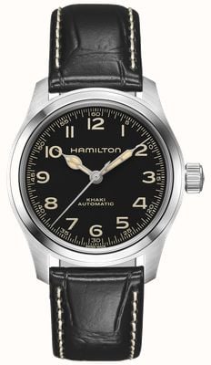 Hamilton Kaki field murph automatique (38 mm) cadran noir / bracelet en cuir noir H70405730