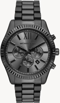 Michael Kors Orologio da uomo Lexington (44mm) quadrante cronografo nero / bracciale in acciaio inossidabile nero MK9154-EX DISPLAY