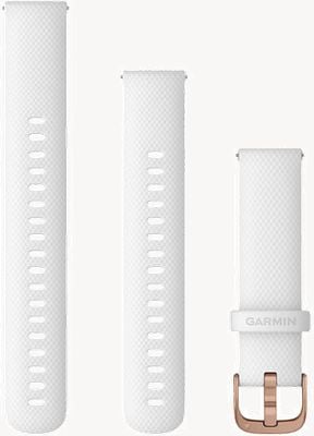 Garmin Bracelet à dégagement rapide (18 mm) en silicone blanc / accastillage or rose - bracelet uniquement 010-12932-0F