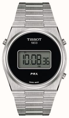Tissot Prx Digital (40 mm), schwarzes Digitalzifferblatt / Edelstahlarmband T1374631105000