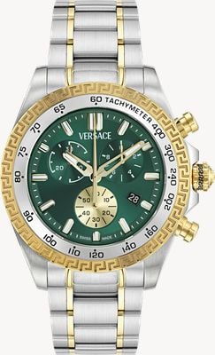 Versace Men's VERSACE CHRONO X (44mm) Green Dial / Two-Tone Stainless Steel Bracelet VE9K00424