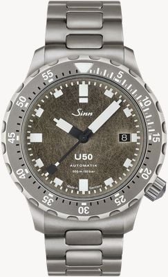 Sinn U50 ds Automatik Limited Edition (41mm) Schleif-Zifferblatt / Edelstahl Tegiment Armband Uhr 1050.034 H-LINK