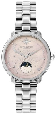 Olivia Burton Celestial Moonphase (34 mm) hellrosa Zifferblatt / Edelstahlarmband 24000297