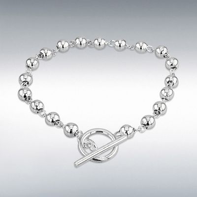 Sterling Silver Ball T-Bar Bracelet 19cm/7.5" 8.27.1852