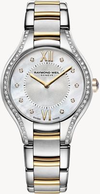 Raymond Weil Montre Noemia diamant quartz (24mm) cadran nacré / bracelet acier inoxydable bicolore 5124-SPS-00985