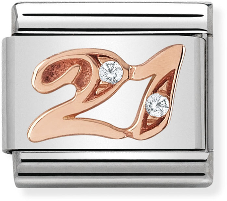 Nomination Classic 21 9ct Rose Gold & Steel Charm 430315/21