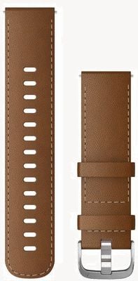 Garmin Cinturino a sgancio rapido (22 mm) in pelle marrone / hardware argento - solo cinturino 010-12932-24