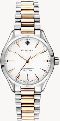 GANT Mostrador branco Sharon (34 mm) / aço inoxidável pvd de dois tons G129004