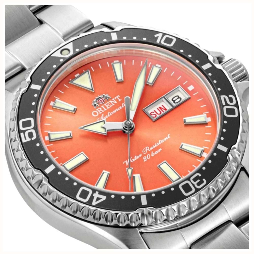 Orient Men's Automatic Dive Mako Kamasu Orange Sunburst Dial Stainless Steel Bracelet Sapphire Crystal RA-AA0826Y39B - vue alternative 2