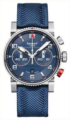 Hanhart Primus racer cronografo automatico (44 mm) quadrante blu / cinturino in tessuto blu - m 741.270-3320
