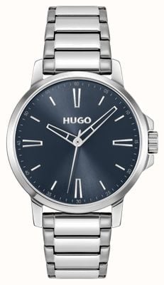 HUGO #glattes (41 mm) blaues Zifferblatt / Edelstahlarmband 1530419