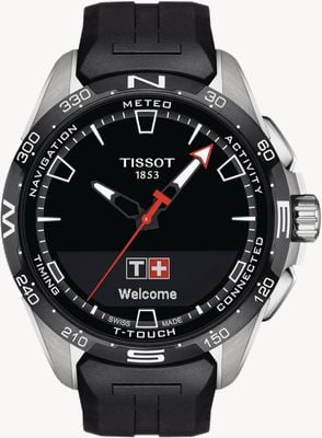 Tissot T-Touch Черный циферблат Connect Solar из титана (47,5 мм)/черный синтетический ремешок T1214204705100